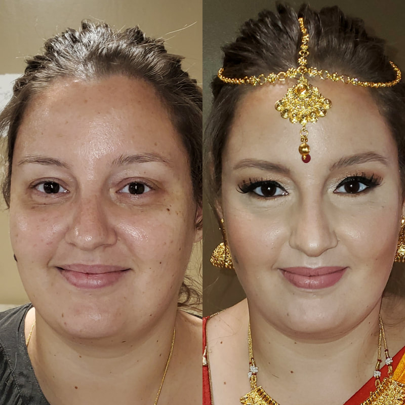 before and after bridal makeup from bhavii brides for miami wedding 