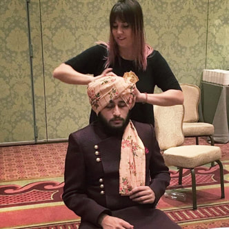 turban tying and sari draping for groom and bridal party 