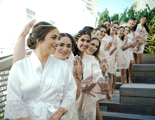 bridesmaids with bridal henna for miami wedding 