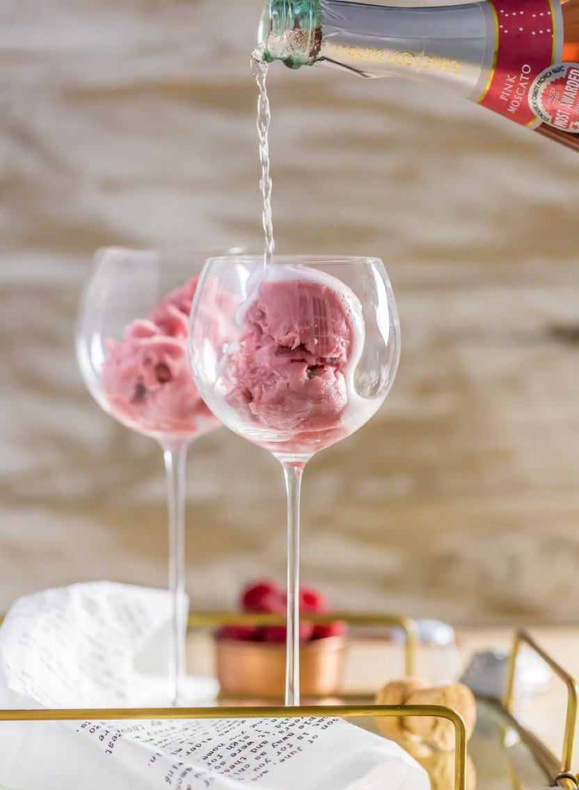 champagne over Raspberry sorbet for your wedding reception cake alternative